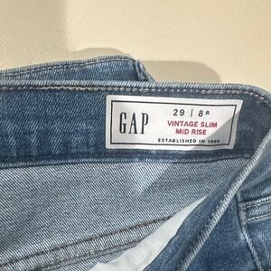 GAP Vintage Slim Mid Rise Jeans - Light Blue Denim